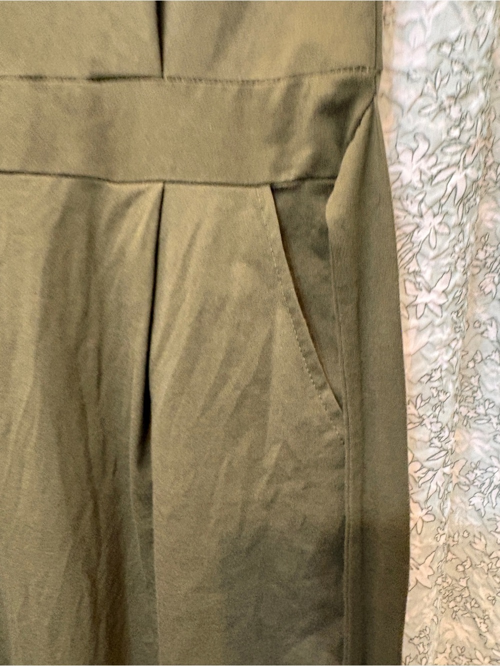 Olive Green Tie-Waist Women’s Dress - Picture 6 of 6